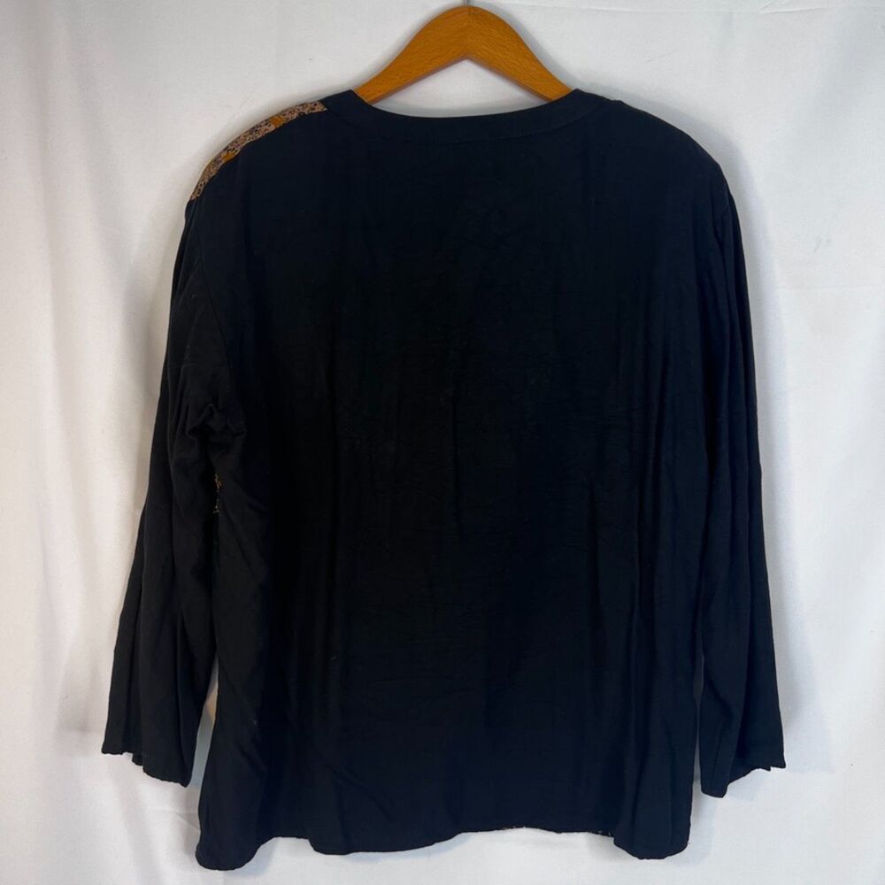 Chaus Black Mixed Print Patchwork Patchy Button F… - image 2